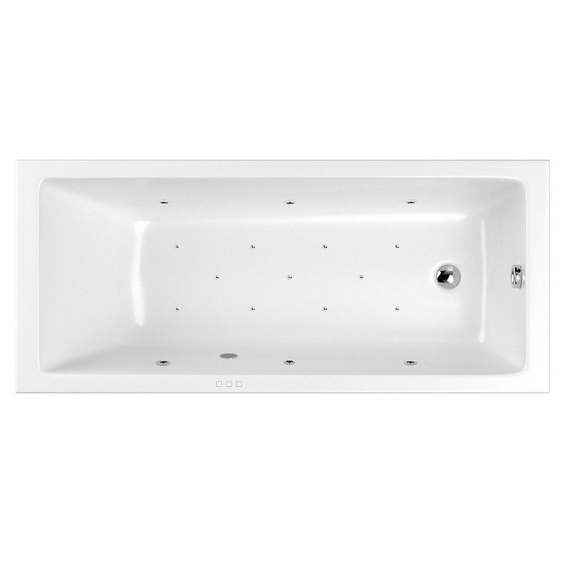 Акриловая ванна Whitecross Wave 160х70 белая хром с гидромассажем 0101.160070.100.RELAX.CR - 0