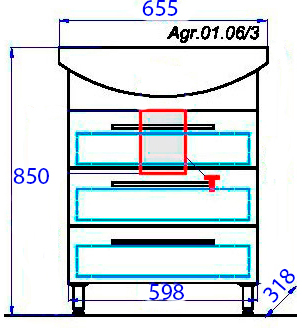 Мебель для ванной Aqwella Allegro 65 с 3 ящиками - 5
