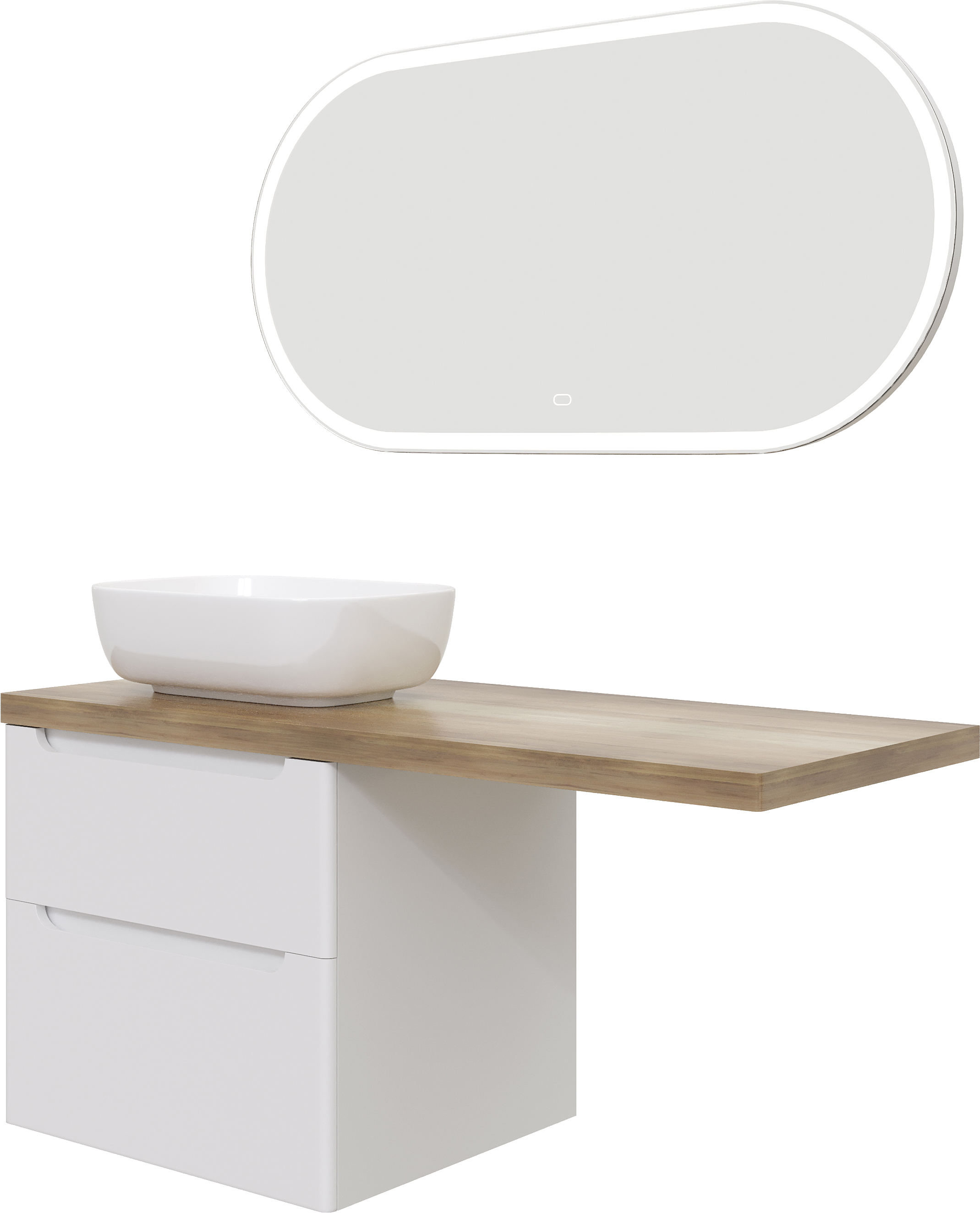 Мебель для ванной STWORKI Берген 60 белая со светлой столешницей 122, раковина Moduo 50 Square, R 549752 - 5