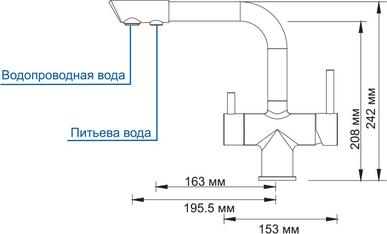 Смеситель Wasserkraft A8027 для кухонной мойки, матовый хром - 6