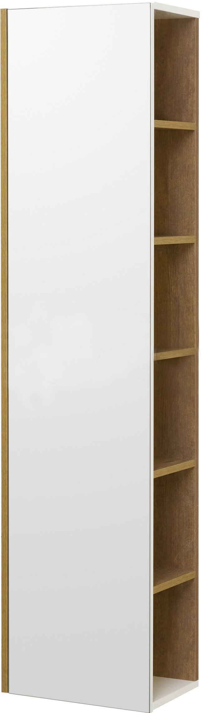 Шкаф-пенал Aquaton Сканди 40 с зеркалом белый - светлое дерево 1A253403SDZ90 - 0