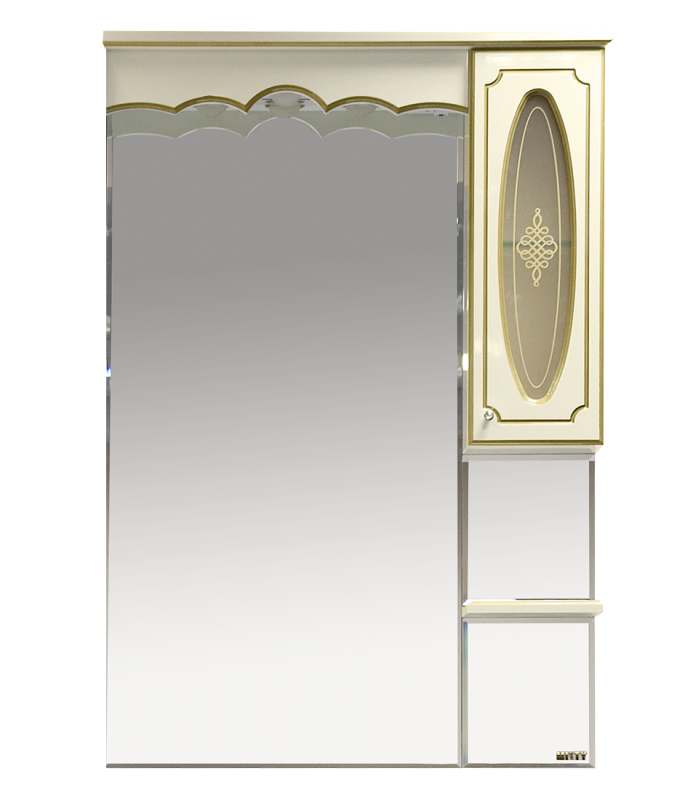 Зеркало-шкаф Misty Монако 80 R бежевый-золото с подсветкой Л-Мнк02080-033П - 0