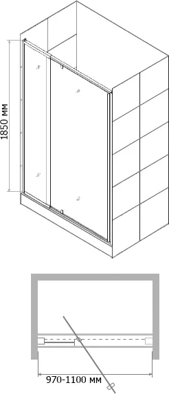 Душевая дверь RGW Passage PA-02 100х185 профиль хром стекло рифленое 41080200-51 - 3