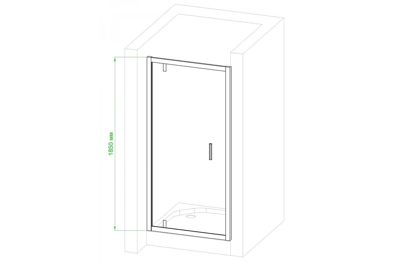 Душевая дверь в нишу Royal Bath HV 90x185 профиль хром стекло рифленое  RB90HV-C-CH - 2