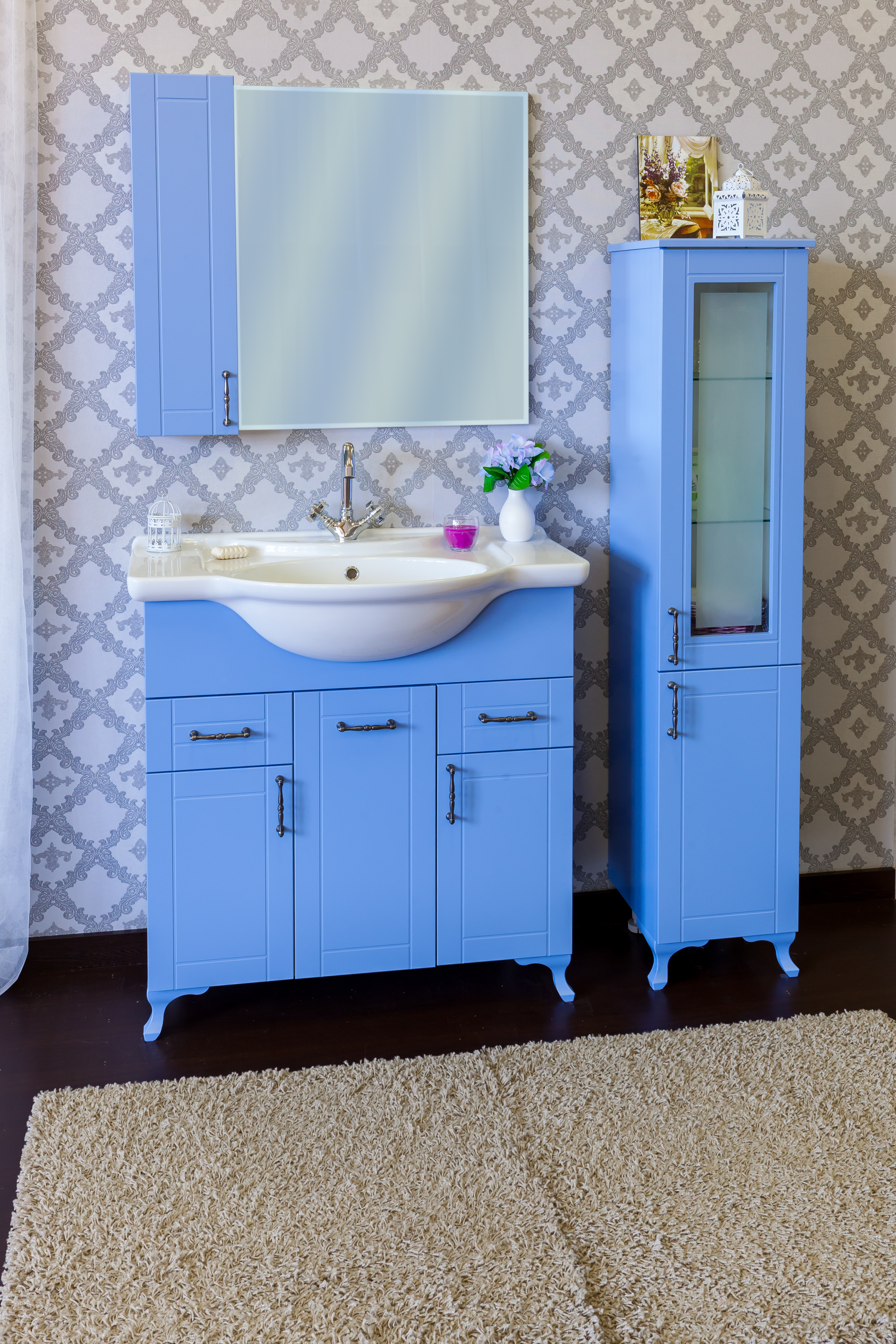 Мебель для ванной Sanflor Глория 85 голубая - 1
