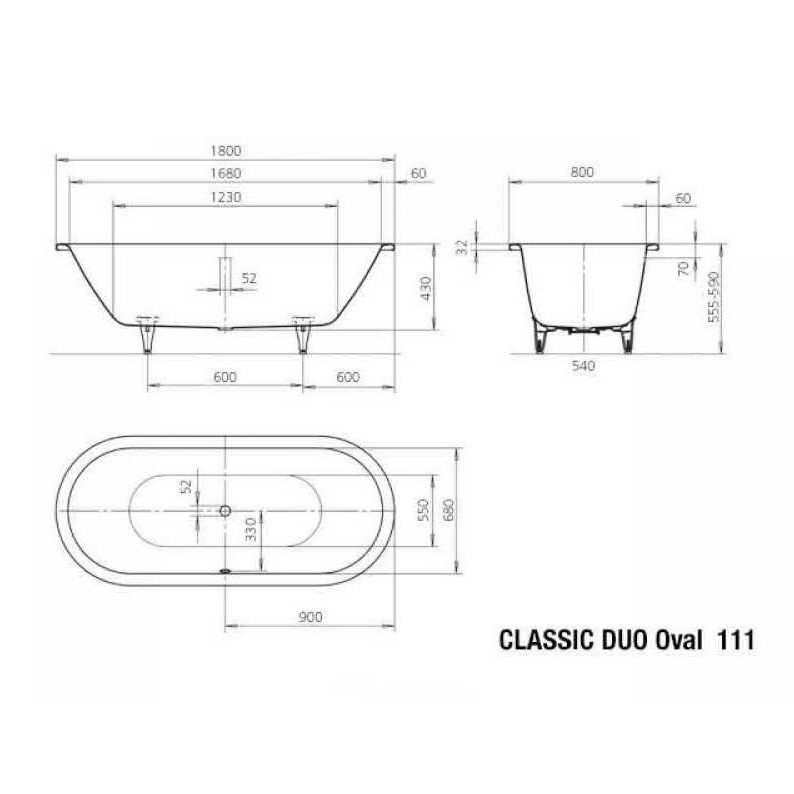 Ванна Classic Duo Oval Мод.111 180х80 + easy-clean 291200013001 - 2
