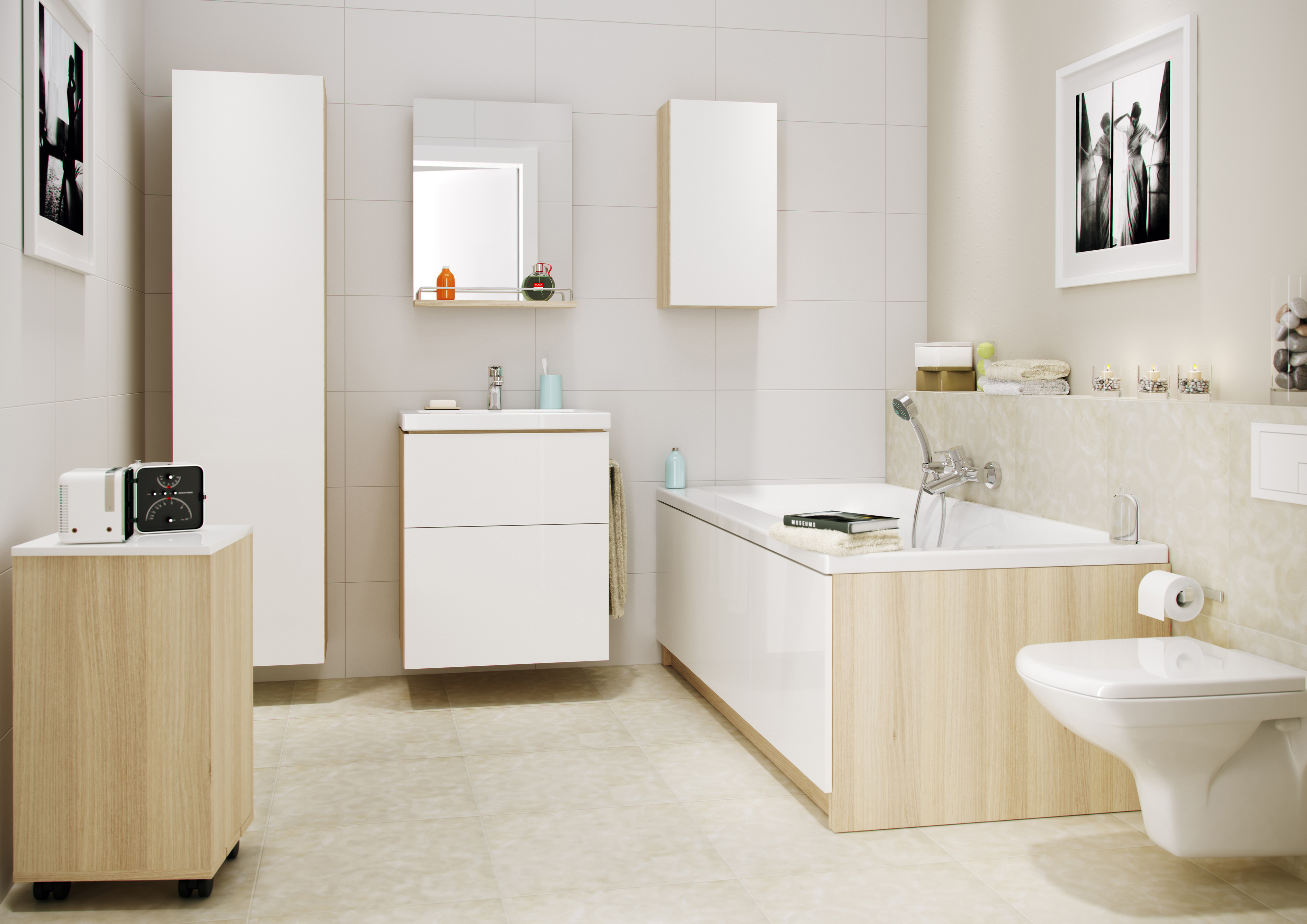 Мебель для ванной Cersanit Smart 80 ясень, белый - 0