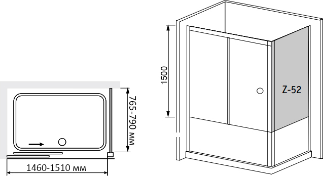 Шторка на ванну RGW Screens SC-82 (146-151)х80х150 профиль хром, стекло шиншилла 04118258-51 - 4