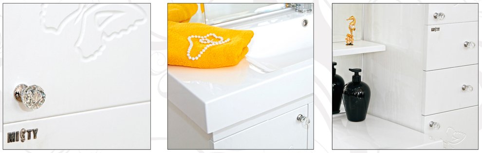 Мебель для ванной Misty Вирджиния Бабочка 105 белая фактурная - 4