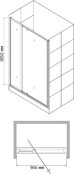 Душевая дверь RGW Passage PA-02 90х185 профиль хром стекло рифленое 41080209-51 - 3