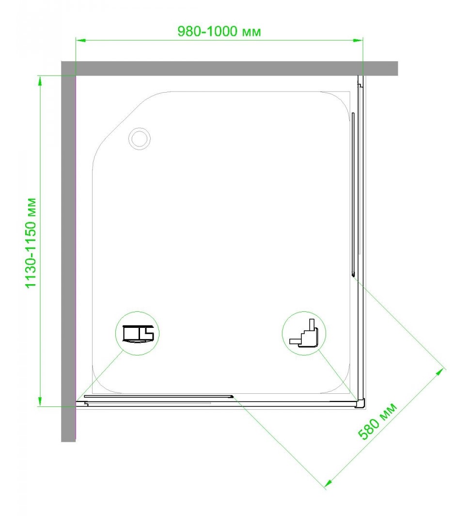 Душевой уголок Royal Bath HPD 100x115 профиль белый стекло прозрачное RB11510HPD-T - 4