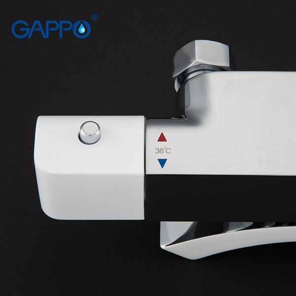 Душевая система Gappo с верхним душем термостатом и ручной лейкой излив является переключателем на лейку белый/хром G2407-50 - 2