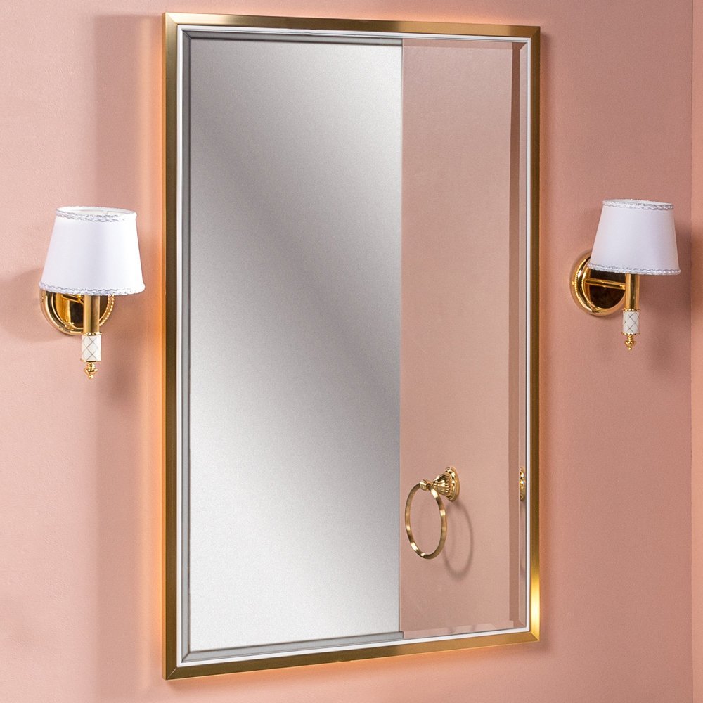 Зеркало Armadi Art Monaco 70х110 с подсветкой белый - золото 566-WG - 0
