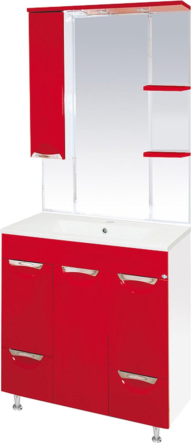 Мебель для ванной Misty Кристи 75 красная эмаль - 0