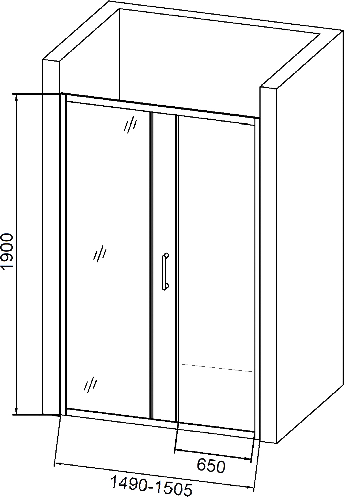 Душевая дверь в нишу DIWO Смоленск 150 см, профиль хромый матовый 556320 - 4