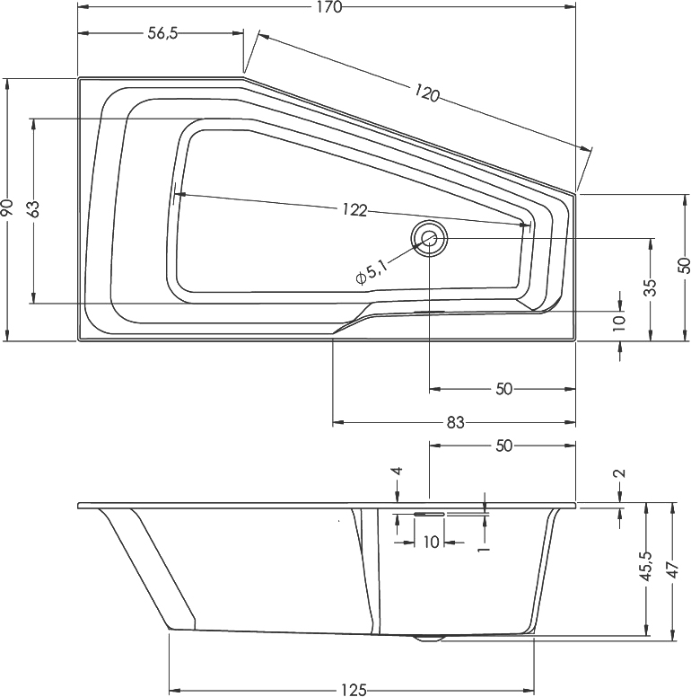 Акриловая ванна Riho Rething Space 170x90 L B114001005 - 2
