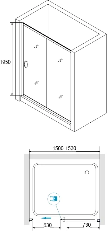 Душевая дверь RGW Passage PA-016 150х195 профиль хром стекло матовое 350801615-21 - 2