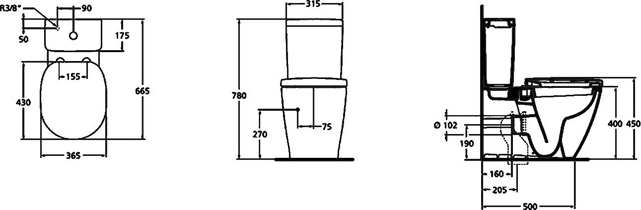 Чаша для унитаза-компакта Ideal Standard Connect Cube E803701 - 2