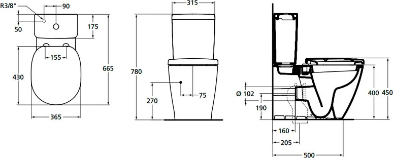 Чаша для унитаза-компакта Ideal Standard Connect с функцией биде белый E781701 - 2