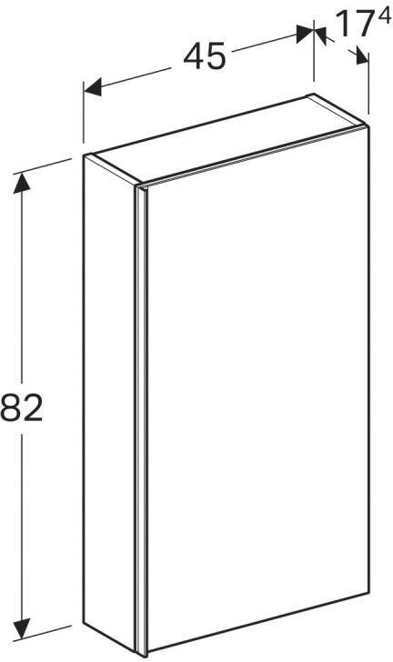500.639.01.2 Верхний шкафчик Keramag Acanto, плоский, 450 x 820 x 174 мм, фронтальная часть: белое стекло корпус: белый глянцевый — лакированный - 1