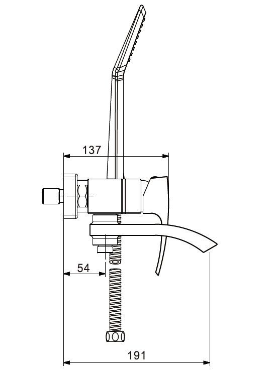 Смеситель для ванны с изливом служит переключателем на лейку хром G3207 - 9