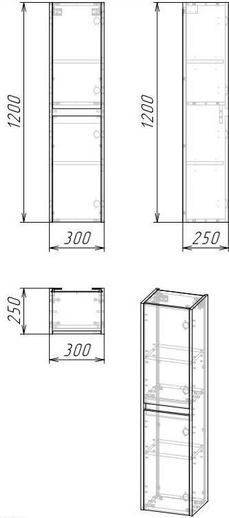 Шкаф пенал для ванной Grossman ТАЛИС веллингтон/графит  303011 - 4