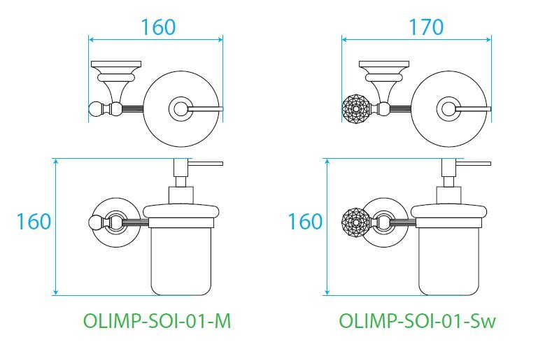 Дозатор для жидкого мыла Cezares OLIMP  OLIMP-SOI-02-M - 1