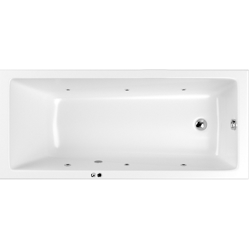 Ванна акриловая WHITECROSS Wave Slim Soft 160x70 с гидромассажем белый - хром 0111.160070.100.SOFT.CR - 0