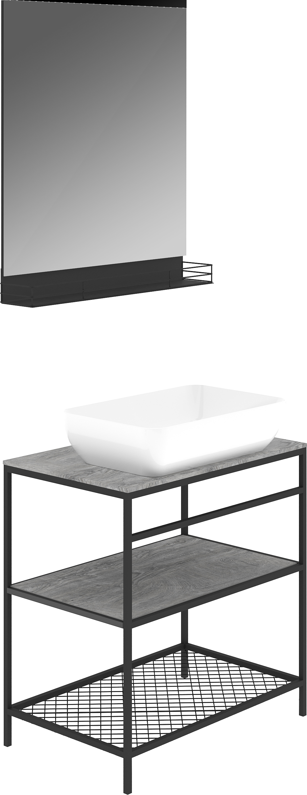 Мебель для ванной STWORKI Нюборг 70 с зеркалом, в стиле лофт, черная (комплект, гарнитур) 483894 - 5