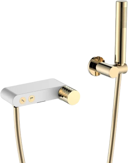 Смеситель для ванны с душем Boheme Stick белый - золото 123-WG - 0