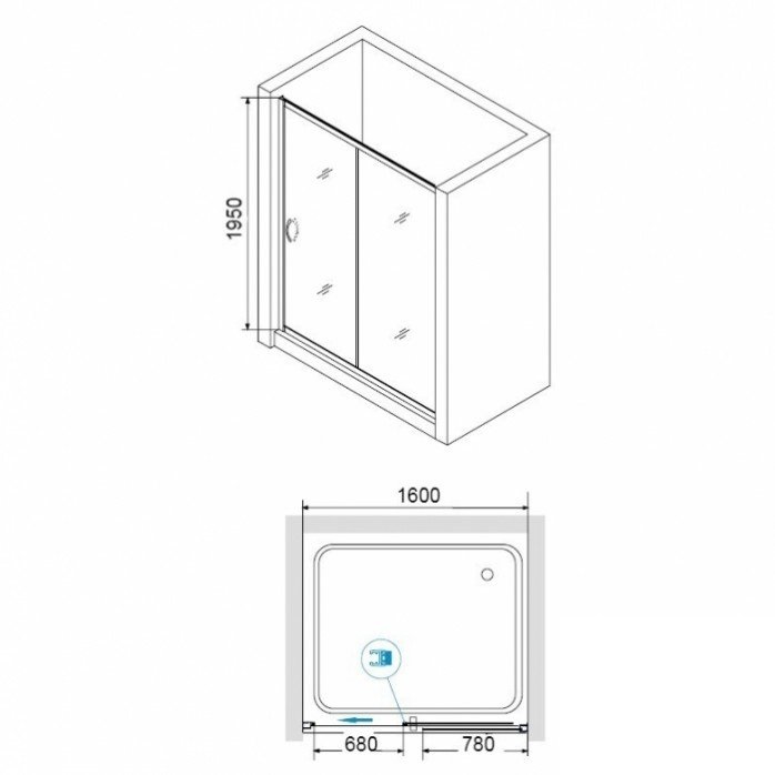 Душевая дверь RGW Passage PA-016B 160х195 профиль черный стекло прозрачное 350801616-14 - 2
