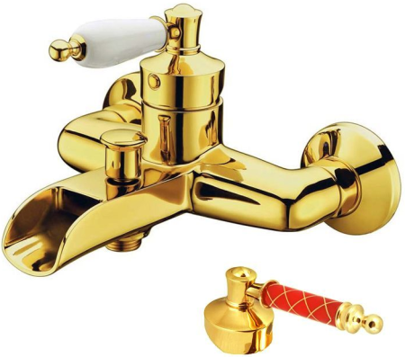 Смеситель для ванны Boheme Vogue золото с красным 213-MR-R - 0
