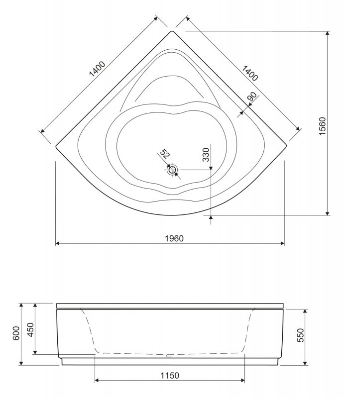 Передняя панель для акриловой ванны CETINA-140-SCR, 140x5x41 - 4
