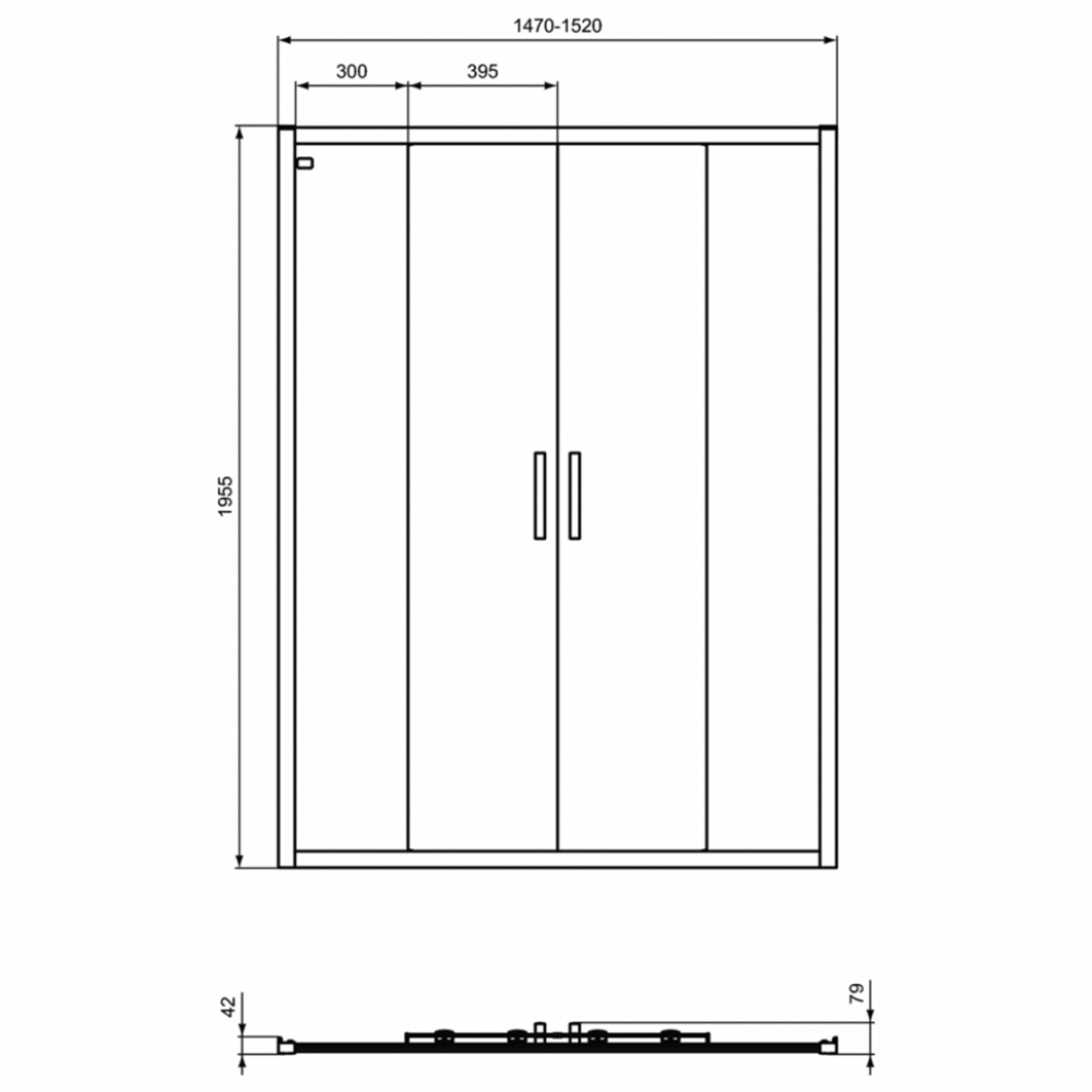 Душевая дверь Ideal Standard Connect 2 150 профиль белый стекло прозрачное K968701 - 1