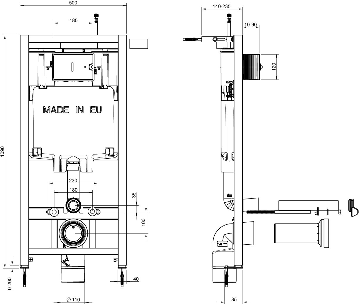 Комплект Jacob Delafon Struktura E29025-NF-M20 кнопка белая - 7