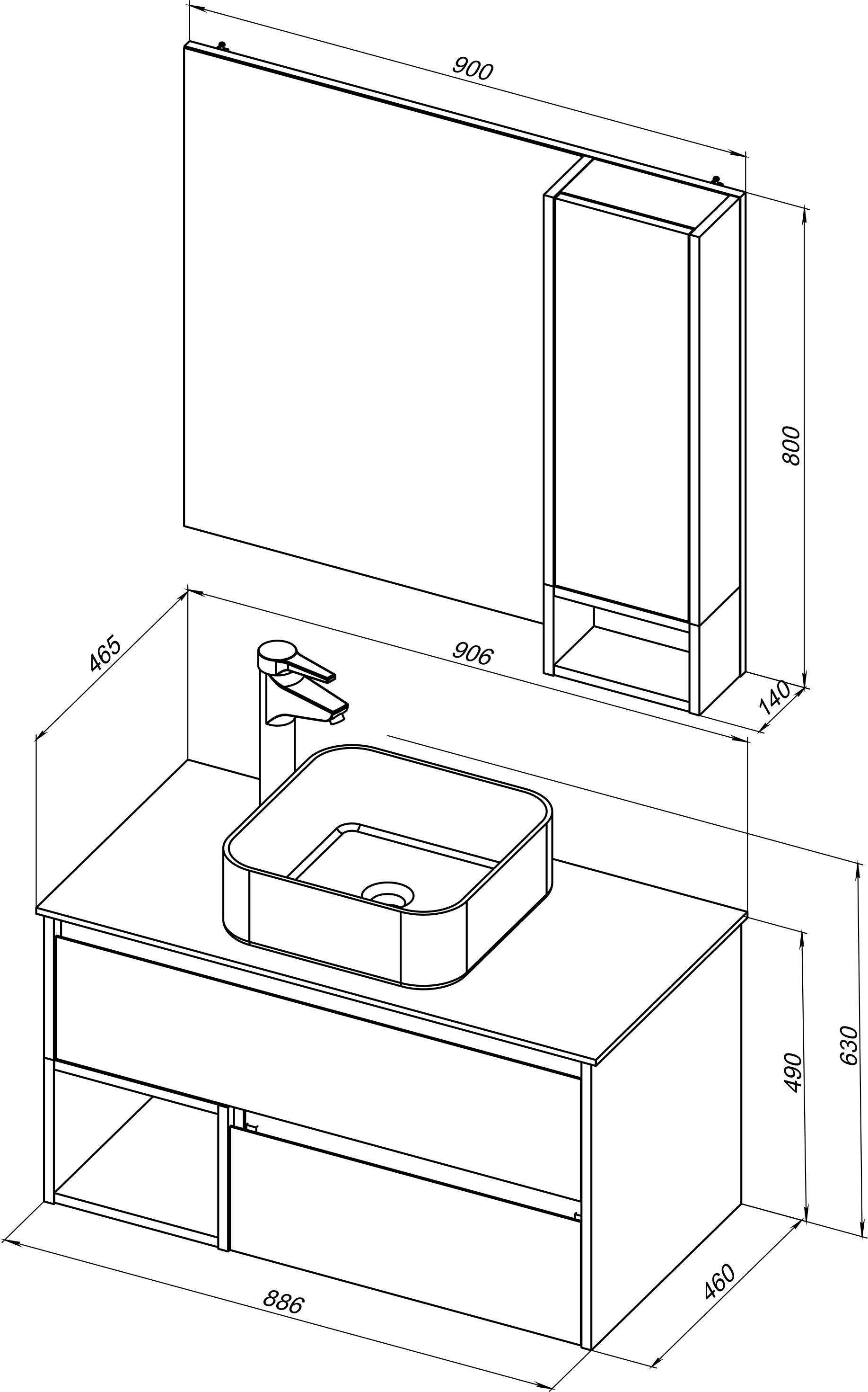 Мебель для ванной STWORKI Карлстад 90 дуб рустикальный, роверелла, с отверстием для смесителя в столешнице 427908 - 7