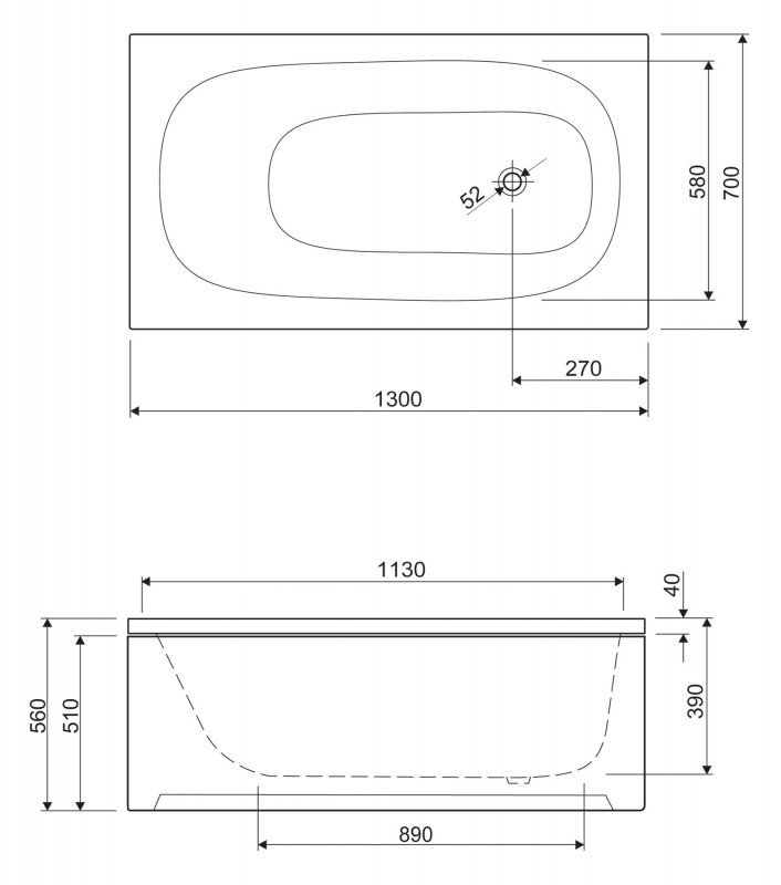 Передняя панель для акриловой ванны ECO-120-SCR - 3