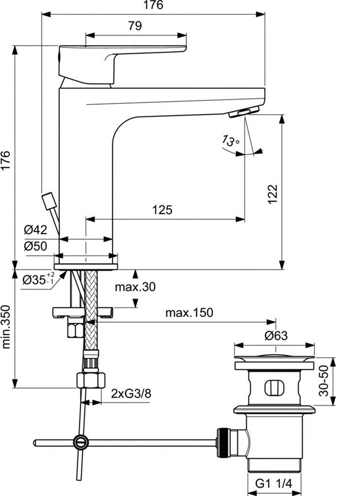 Душевой комплект Ideal Standard CERATHERM T100 3 в 1 BC985AA - 8