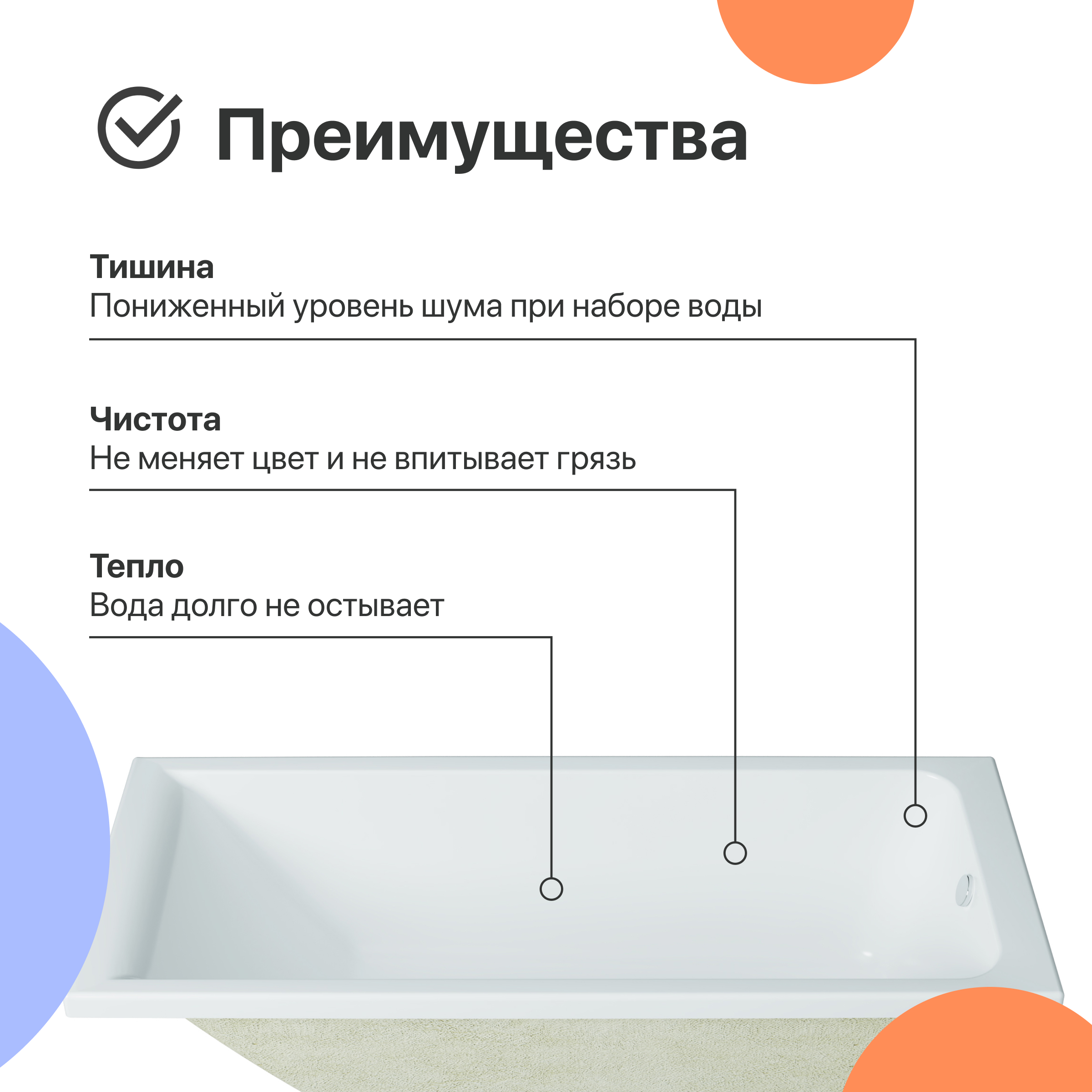 Акриловая ванна DIWO Переславль 150x70 прямоугольная, белая, российская, пристенная, с каркасом 568498 - 4
