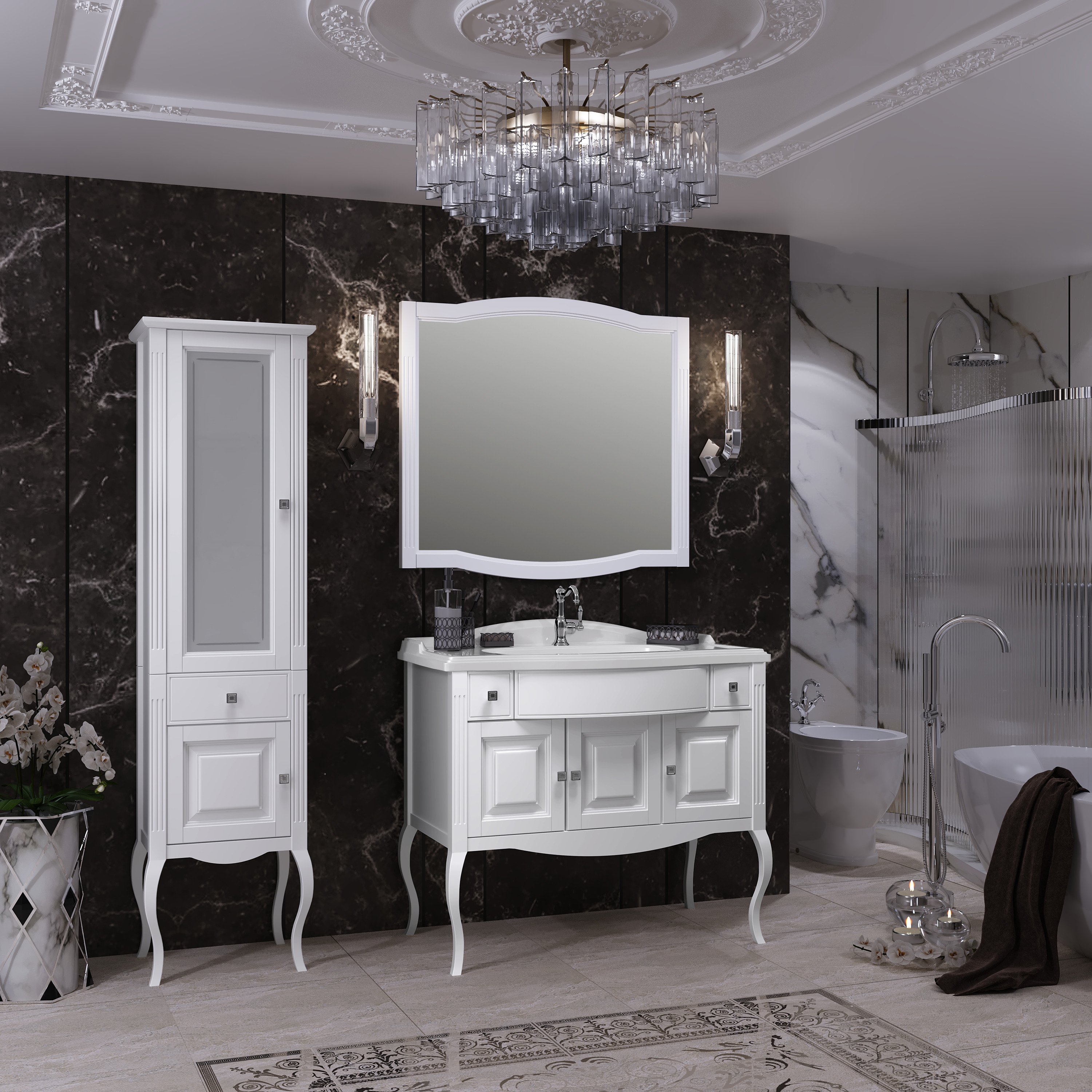 Мебель для ванной Opadiris Лаура 100 белая матовая, с раковиной из литьевого мрамора - 1