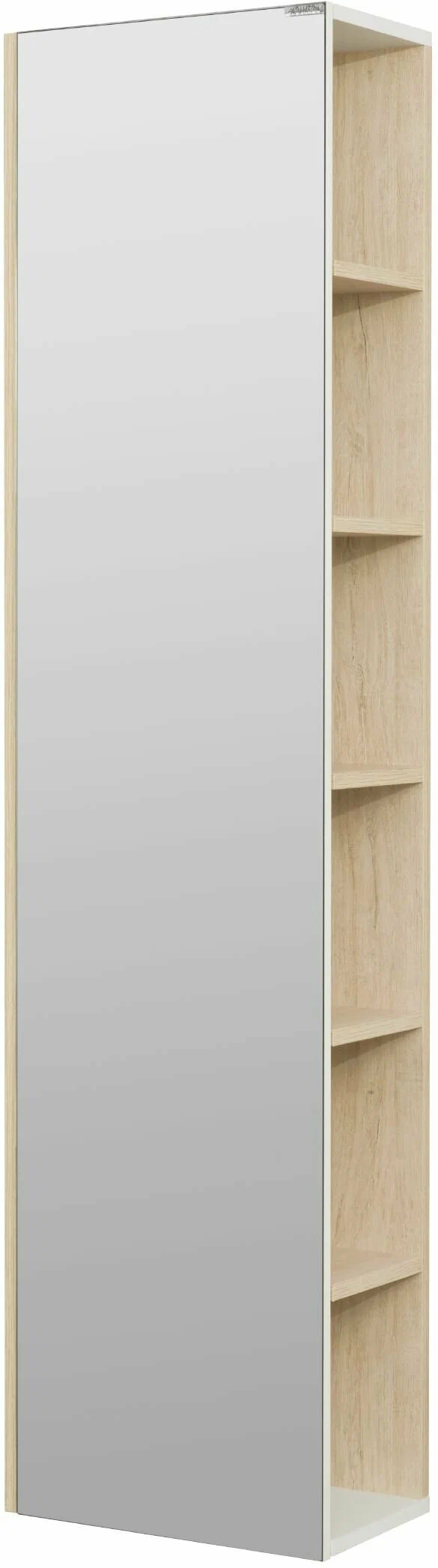Шкаф-пенал Aquaton Сканди 40 с зеркалом белый - светлое дерево 1A253403SDB20 - 0