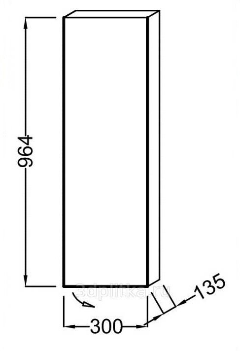 EB1058G-Е70 полуколонна SPHERIK  левая, 2 стеклянные полки /30х13,5х96,4/ (арлингтонгский дуб) EB1058G-E70 - 1