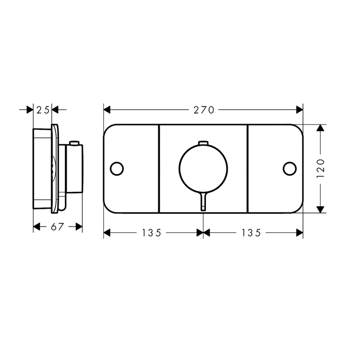 AX One Встраиваемый термостат для душа  на 2 источника и 1 доп.потребитель, цвет: хром 45712000 - 1