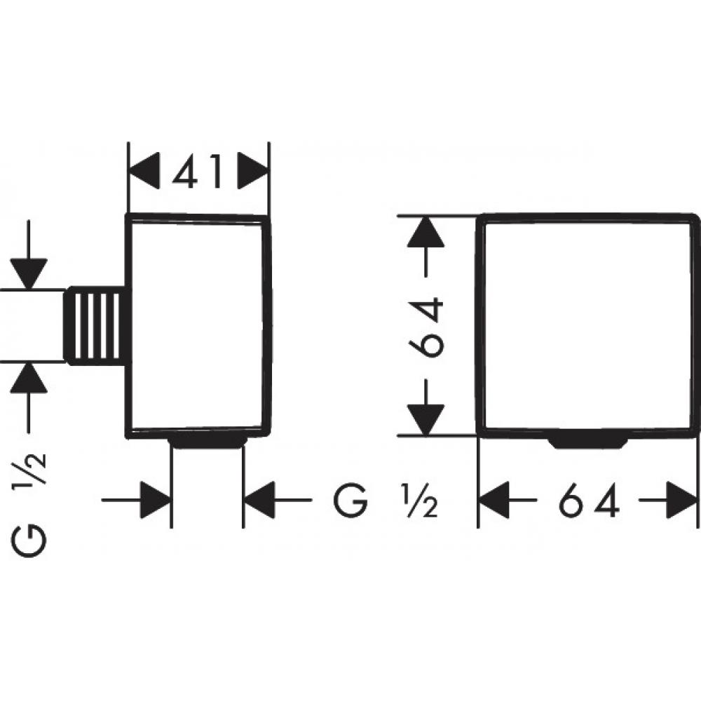 Шланговое подсоединение hansgrohe FixFit Square с клапаном обратного тока, шлиф. черный хром 26455340 - 1