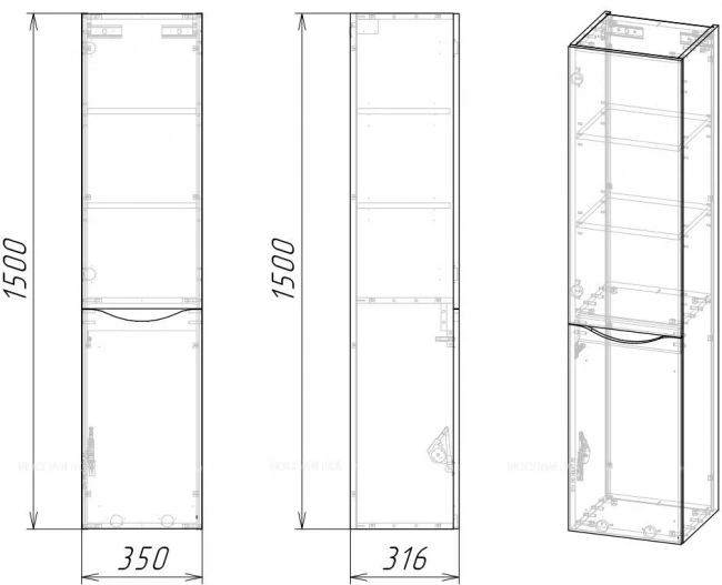 Шкаф пенал для ванной Grossman ТАЛИС бетон пайн/серый  303507 - 4