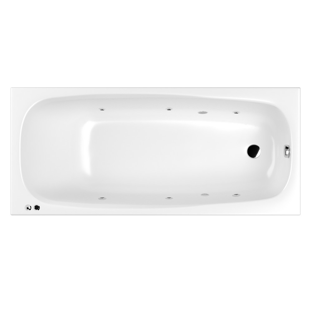 Ванна акриловая WHITECROSS Layla Slim Soft 180x80 с гидромассажем белый - хром 0122.180080.100.SOFT.CR - 0