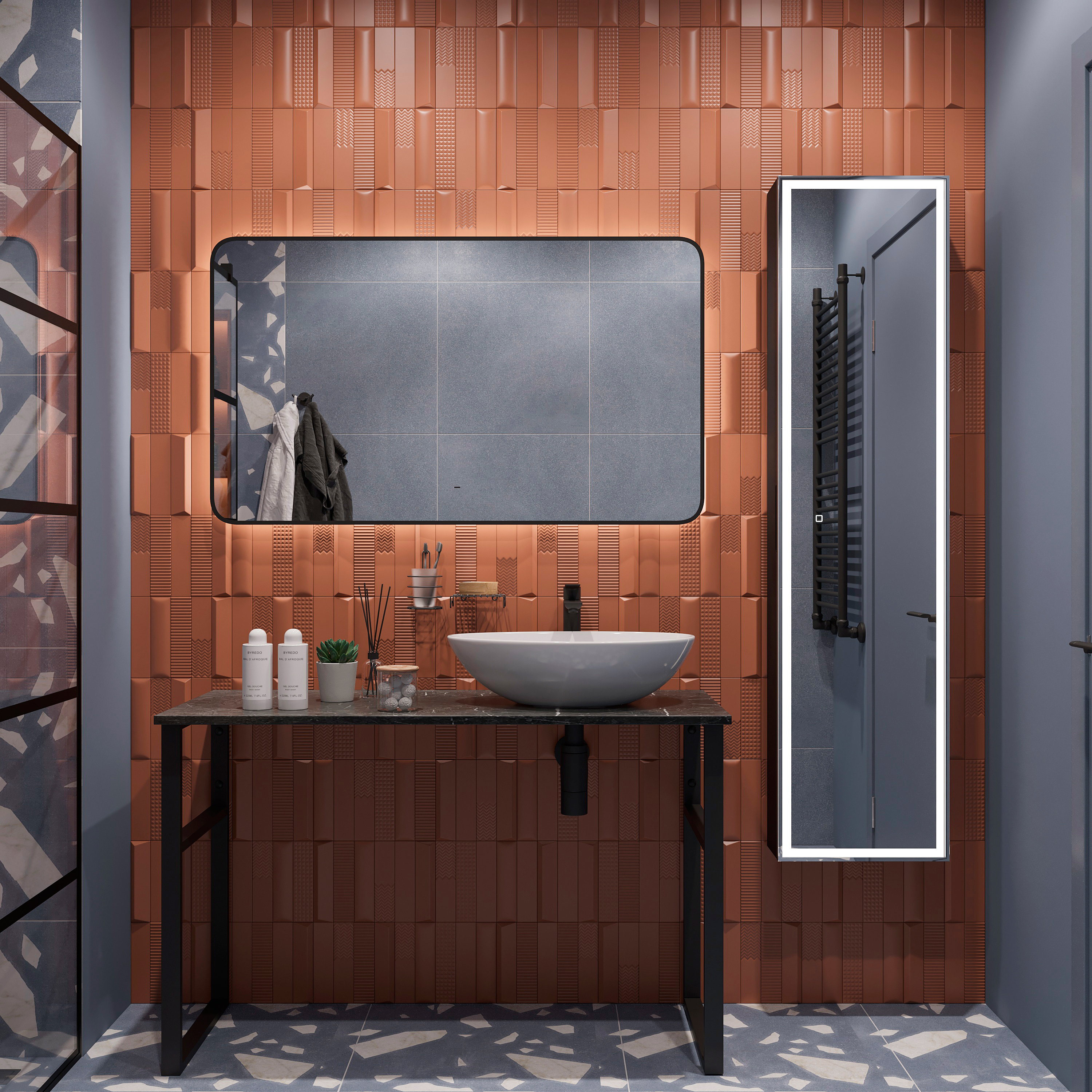Мебель для ванной DIWO Элиста 120 чёрный мрамор, с раковиной Moduo 55 Leaf (комплект, гарнитур) 555927 - 0