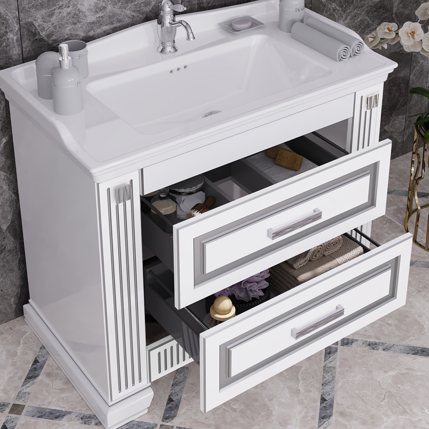 Мебель для ванной Opadiris Оникс 100 серебро - 3