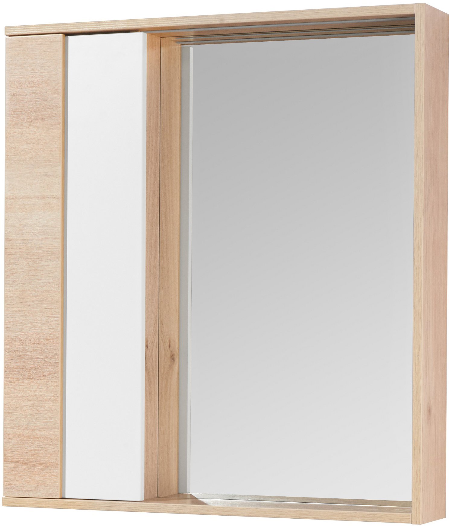 Зеркало-шкаф Aquaton Бостон 75 L с подсветкой белый - светлое дерево 1A240302BN010 - 0