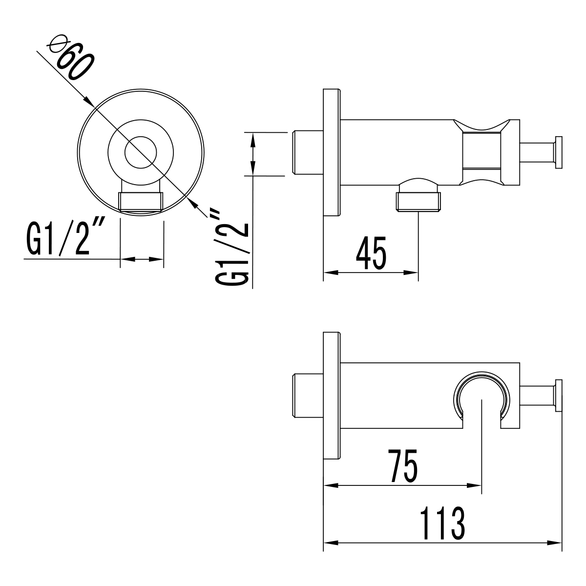 Подключение для душевого шланга с креплением для лейки Lemark LM1185C для LM1119C, LM1219C, хром - 1